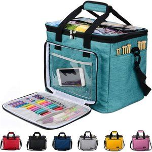 Knitting Bag for Yarn Storage, Totes Organizer, Knitting Needles (up to 14”)